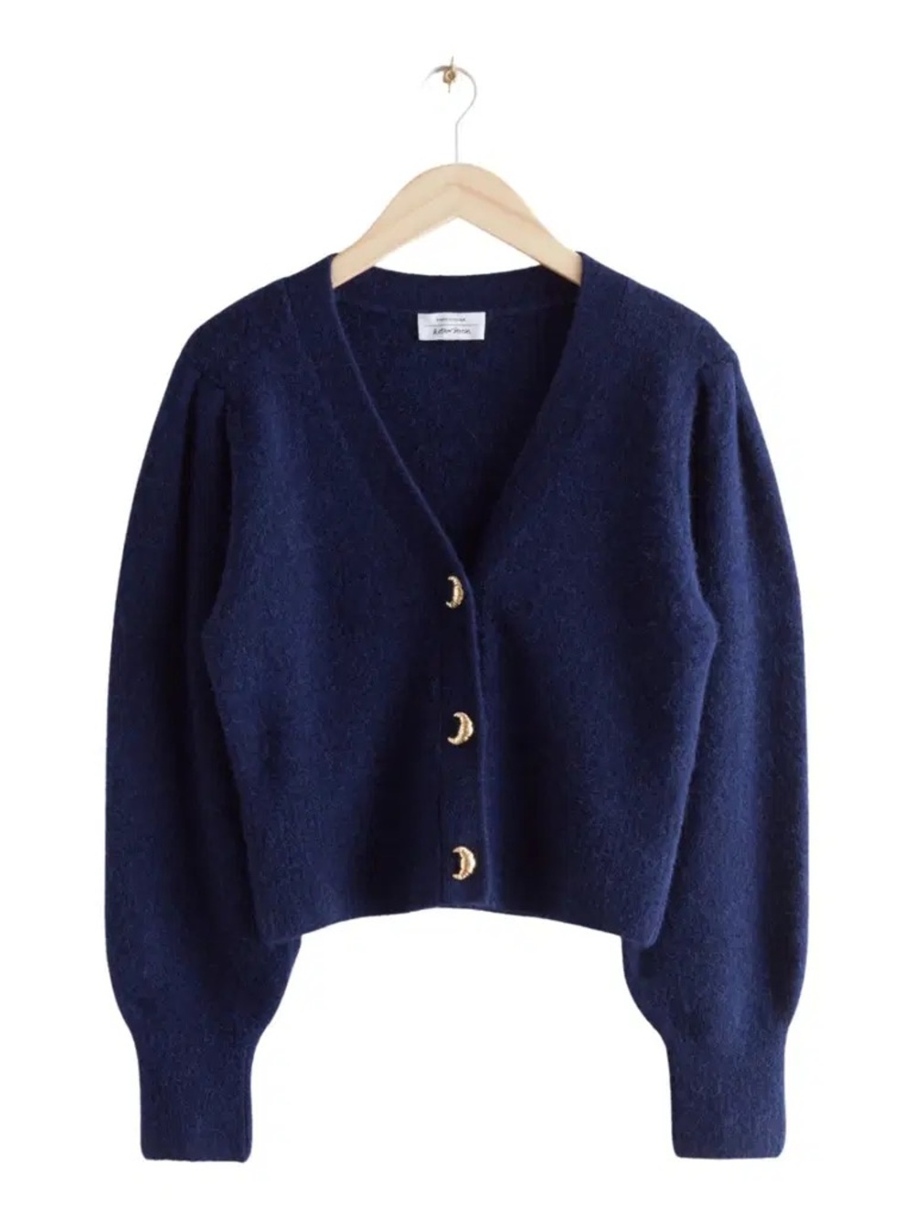 Worn Once- Atelier Paris Sweater Navy Alpaca Blend Cardigan - Croissant Buttons